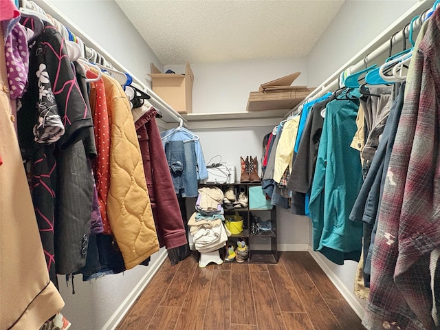 spacious closet with wood finished floors