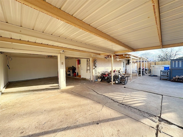 exterior space with a garage