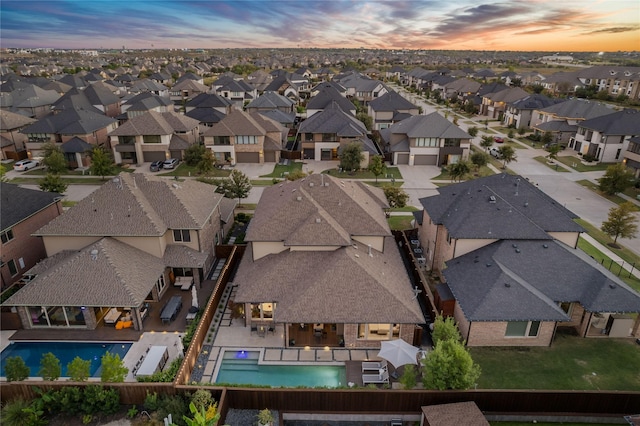 bird's eye view with a residential view