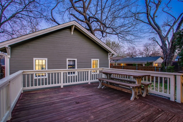 wooden deck featuring fence