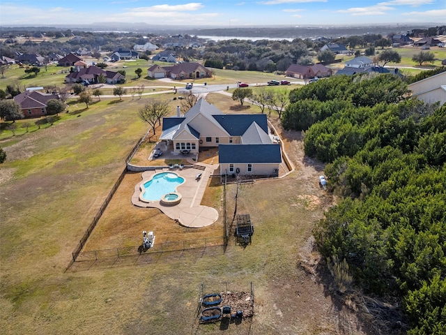 bird's eye view with a residential view