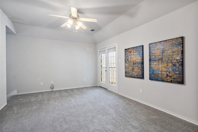 1503 Norway Pine St, Arlington, TX 76012 - carpeted spare room featuring a ceiling fan, baseboards, and vaulted ceiling