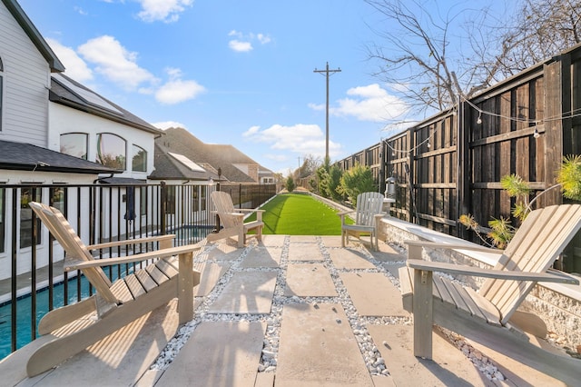 view of patio / terrace with a fenced in pool and a fenced backyard