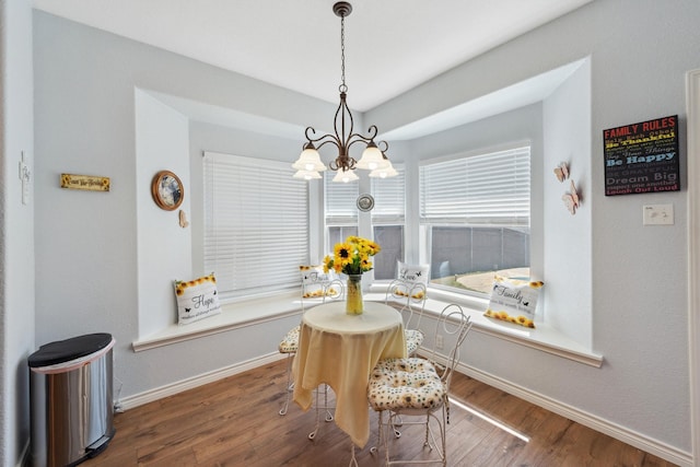 3532 Delaney Dr, Fort Worth, TX 76244 - dining area with wood finished floors, baseboards, and a chandelier