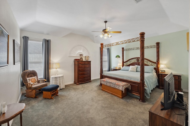3532 Delaney Dr, Fort Worth, TX 76244 - bedroom featuring carpet floors, vaulted ceiling, a ceiling fan, and baseboards