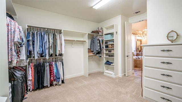 spacious closet with carpet and visible vents