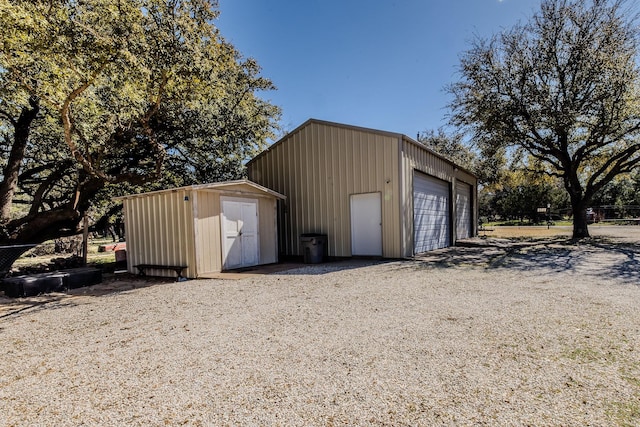 view of detached garage