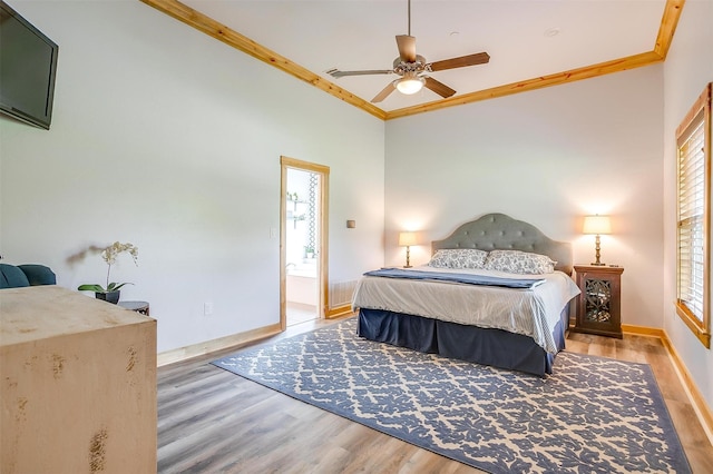 399 Brindley Rd, Maypearl, TX 76064 - bedroom featuring baseboards, multiple windows, ornamental molding, and wood finished floors
