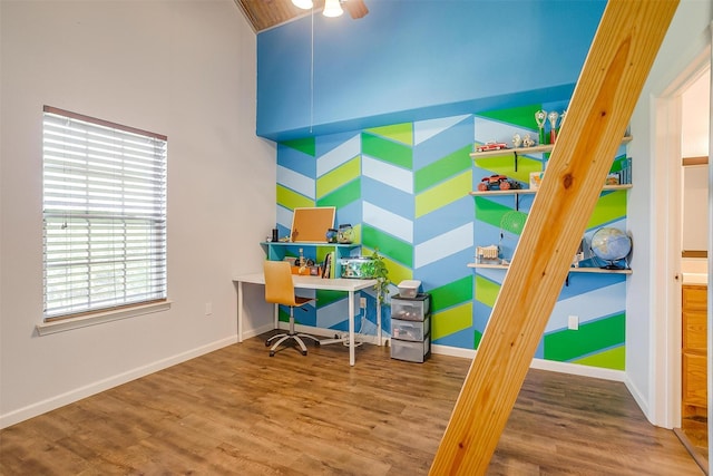 399 Brindley Rd, Maypearl, TX 76064 - interior space featuring a ceiling fan, wood finished floors, and baseboards
