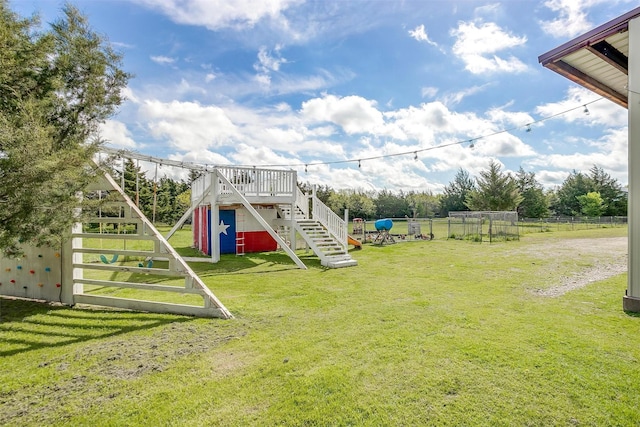 399 Brindley Rd, Maypearl, TX 76064 - view of yard featuring stairs, a wooden deck, and fence