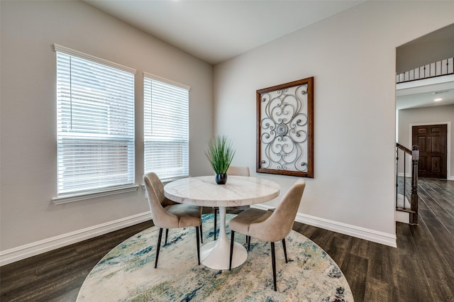 1121 Ash St, Celina, TX 75009 - dining room featuring stairs, baseboards, and wood finished floors