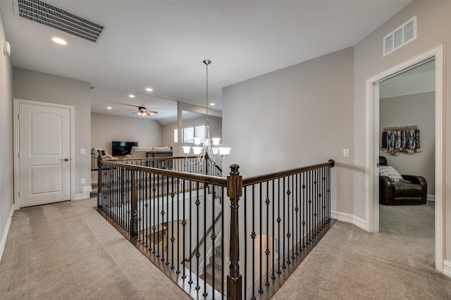 1121 Ash St, Celina, TX 75009 - corridor with carpet flooring, visible vents, and recessed lighting