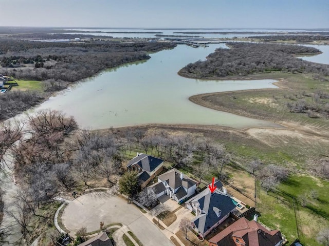 bird's eye view featuring a water view