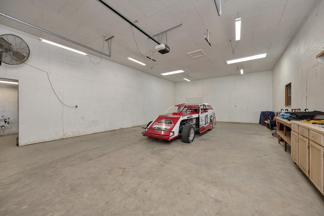 garage with a garage door opener