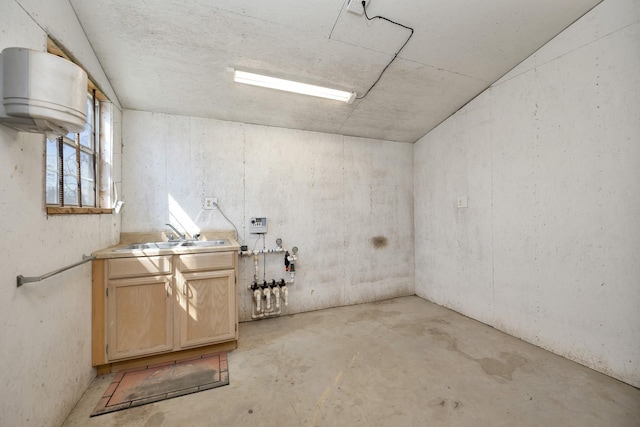 basement with a sink