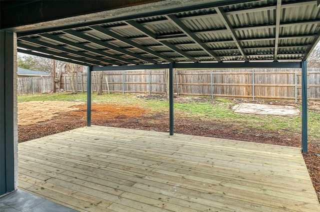 deck featuring a fenced backyard