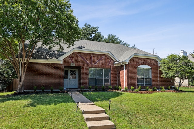 1542 Glenmore Dr, Lewisville, TX 75077 - ranch-style house featuring brick siding and roof with shingles