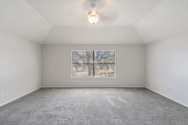 1542 Glenmore Dr, Lewisville, TX 75077 - additional living space featuring lofted ceiling, carpet floors, a ceiling fan, and baseboards