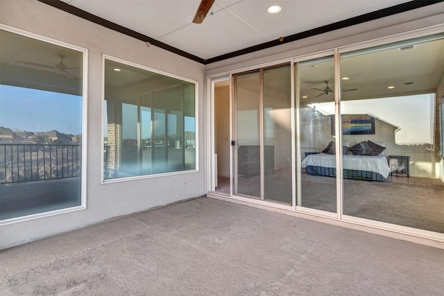 view of patio / terrace featuring visible vents and ceiling fan