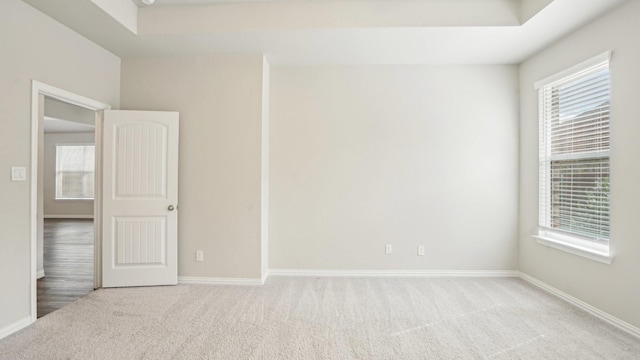 spare room featuring plenty of natural light, baseboards, and carpet floors