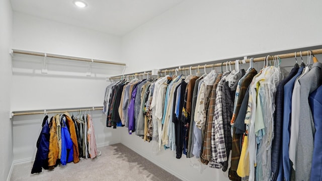 walk in closet featuring carpet