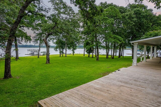7811 Double Oaks Rd, Athens, TX 75752 - deck featuring a water view and a lawn