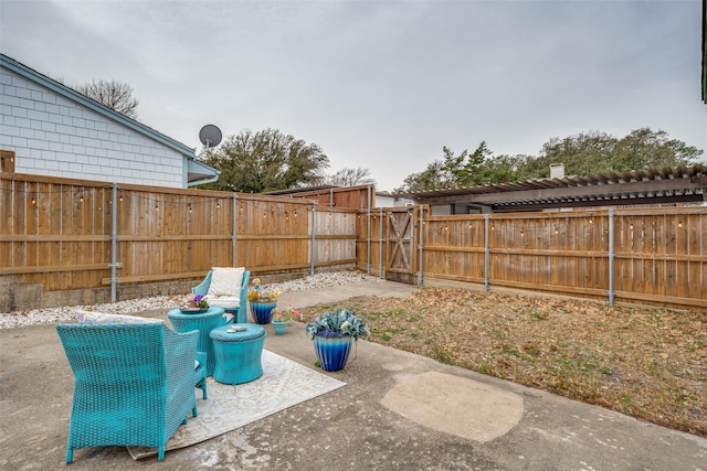 view of yard with a patio area and fence