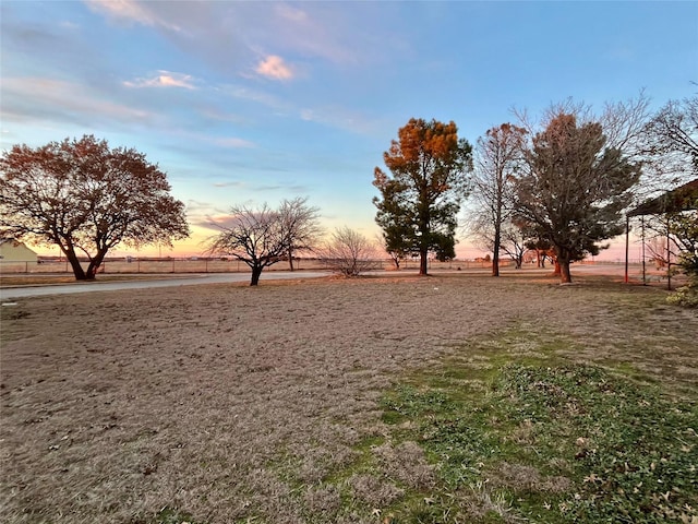 view of yard at dusk