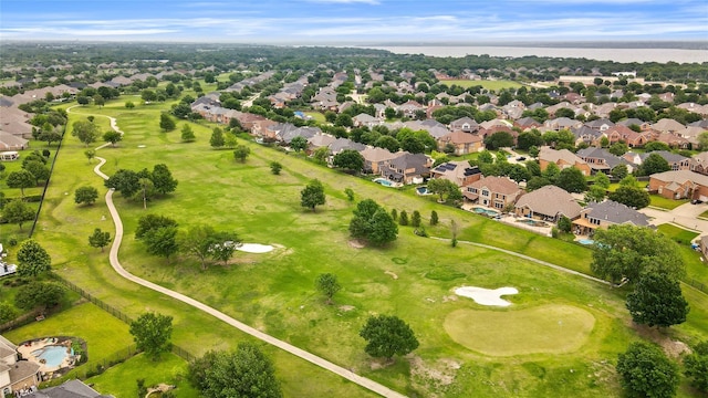 bird's eye view with a residential view and view of golf course