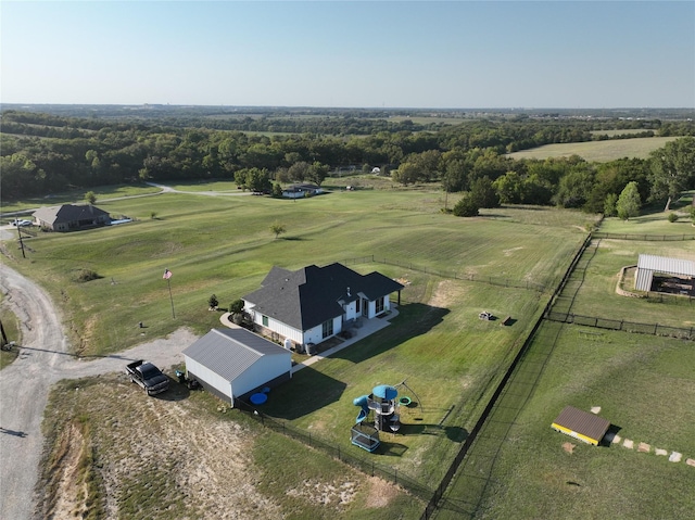 bird's eye view with a rural view