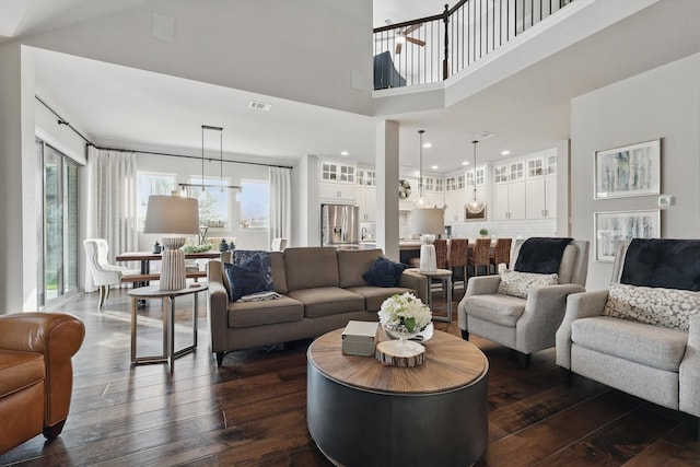 2813 Carrington Dr, Mansfield, TX 76063 - living room with visible vents and dark wood finished floors