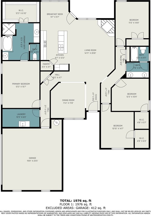 136 Clara Lee Ln, Springtown, TX 76082 - full bath with wood finished floors, toilet, vanity, bathing tub / shower combination, and recessed lighting