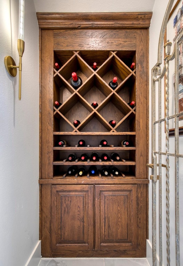 view of wine cellar