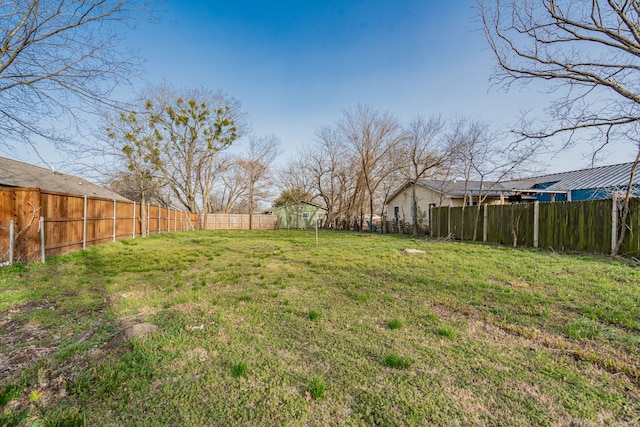 view of yard with a fenced backyard