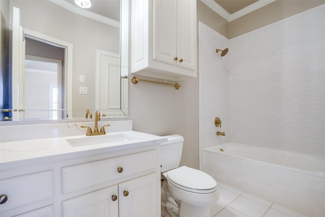 5340 Jessica Ln, Frisco, TX 75034 - full bath with ornamental molding, vanity, tile patterned flooring, and bathtub / shower combination