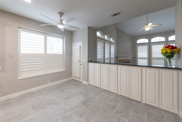 spare room with visible vents, plenty of natural light, and baseboards