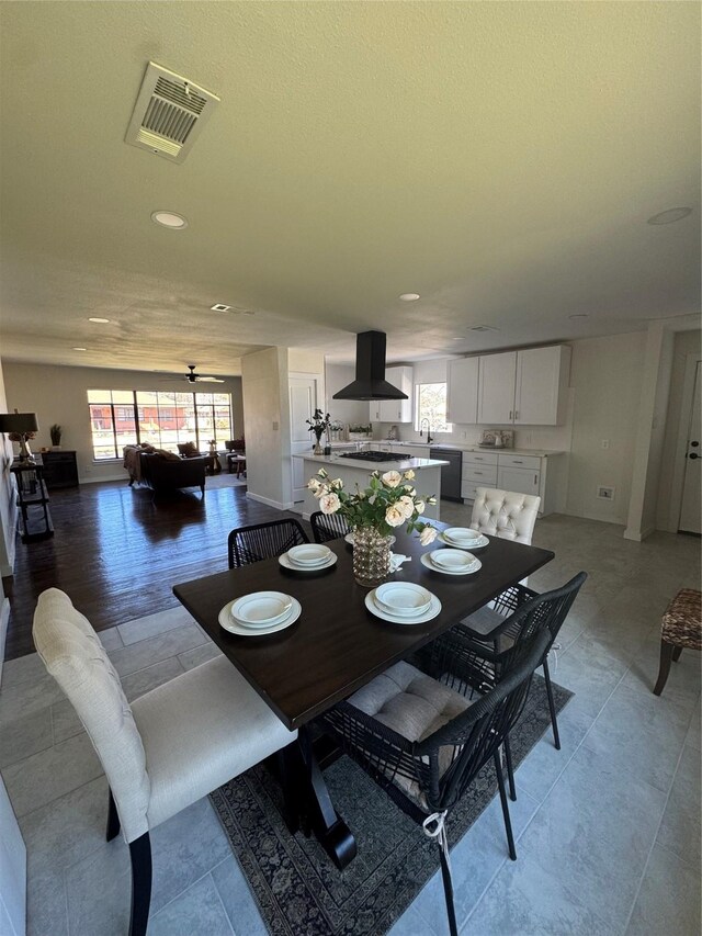 dining space featuring visible vents