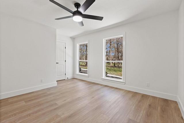 300 Covey Ln, Mckinney, TX 75071 - empty room with a ceiling fan, baseboards, and light wood finished floors