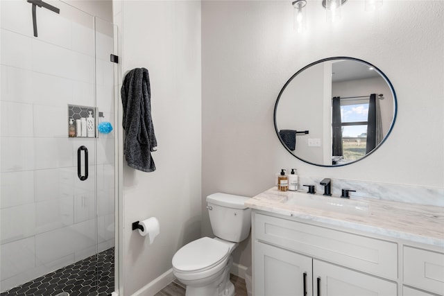 14402 Stice Rd, Krum, TX 76249 - full bathroom with toilet, a shower stall, and vanity