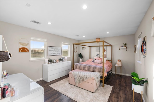 14402 Stice Rd, Krum, TX 76249 - bedroom with baseboards, recessed lighting, and dark wood finished floors