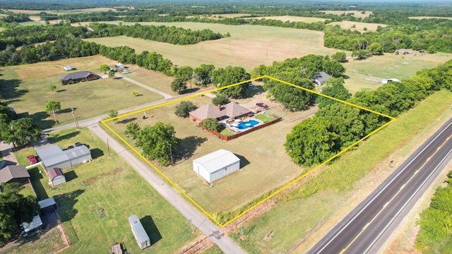 aerial view featuring a rural view