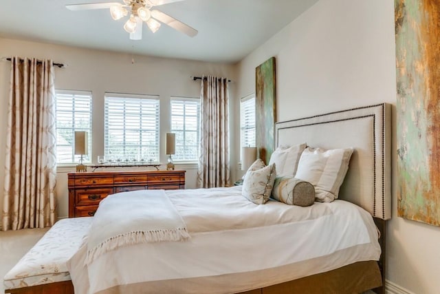 bedroom featuring ceiling fan