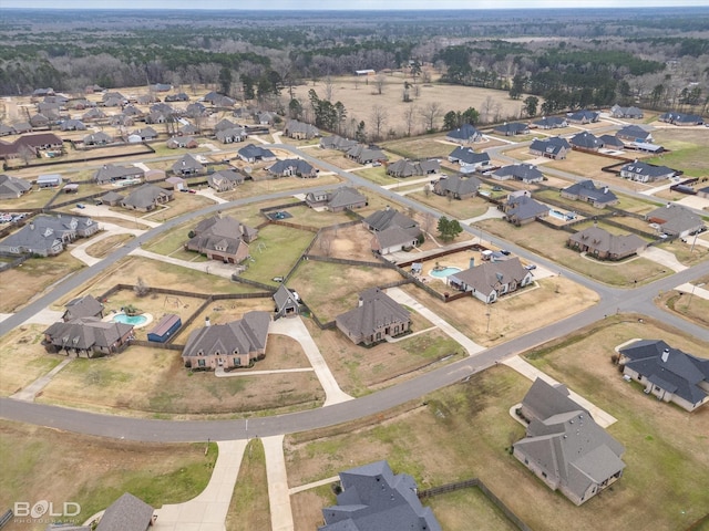 aerial view with a residential view