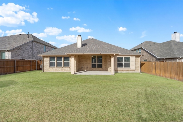 1621 Castleford Dr, Forney, TX 75126 - rear view of property with a patio area, brick siding, a chimney, and a shingled roof