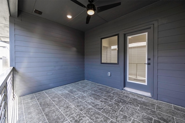 view of patio / terrace with visible vents and a ceiling fan