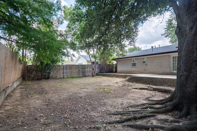 view of yard featuring a fenced backyard and a patio area