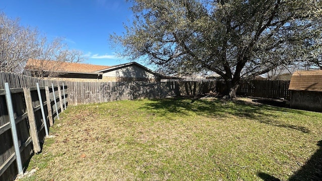 view of yard featuring a fenced backyard