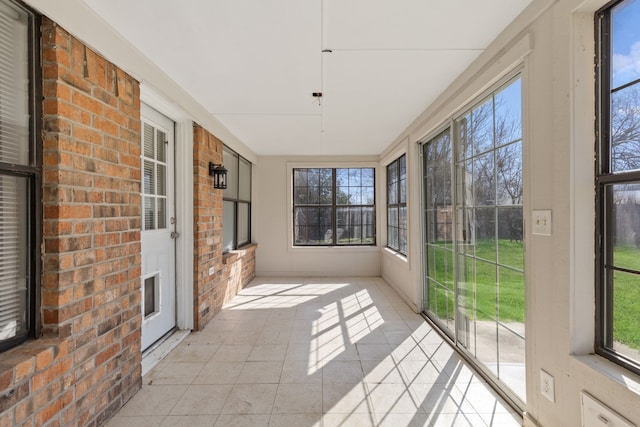 view of unfurnished sunroom