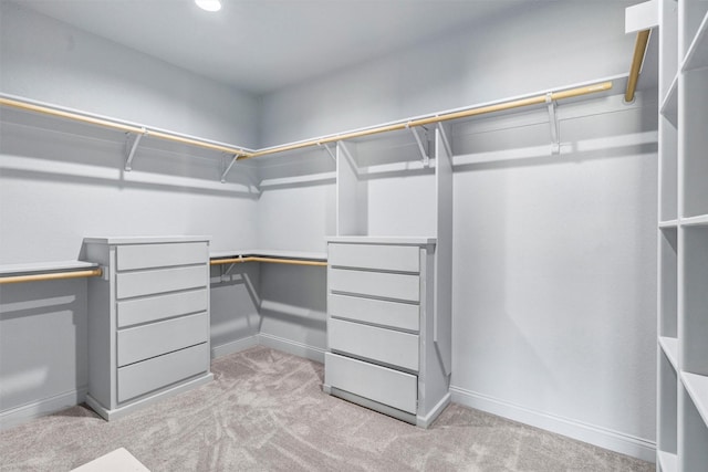 spacious closet with light colored carpet