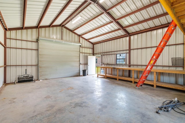 garage featuring metal wall